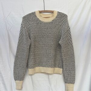 Buck Mason Black and Cream Striped Sweater